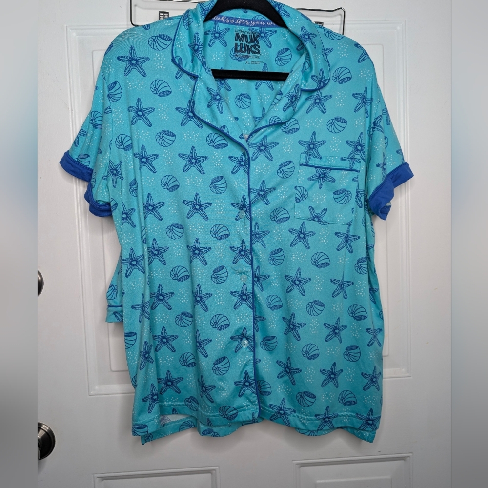 Muk Luks Turquoise Starfish Pajamas